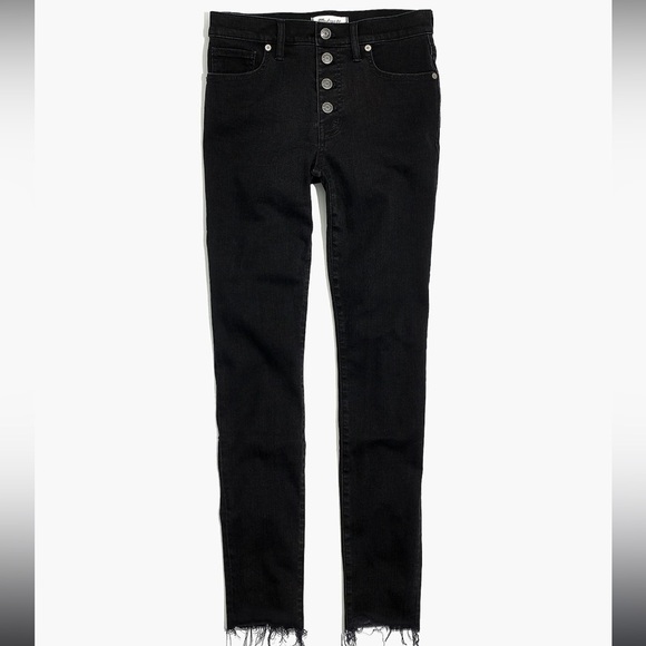 Madewell 9” Mid Rise Skinny Jean In Berkeley Black. Button-through edition. - Picture 6 of 11